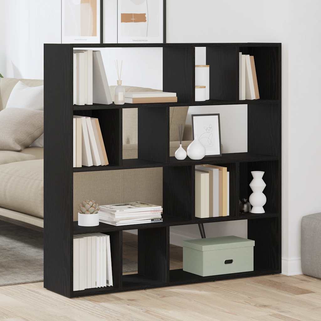 vidaXL Book Cabinet/Room Divider Black Oak 105x24x102 cm 1