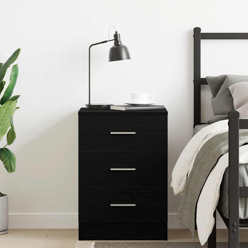 vidaXL Bedside Cabinet Black Oak 38x35x55 cm Engineered Wood 4