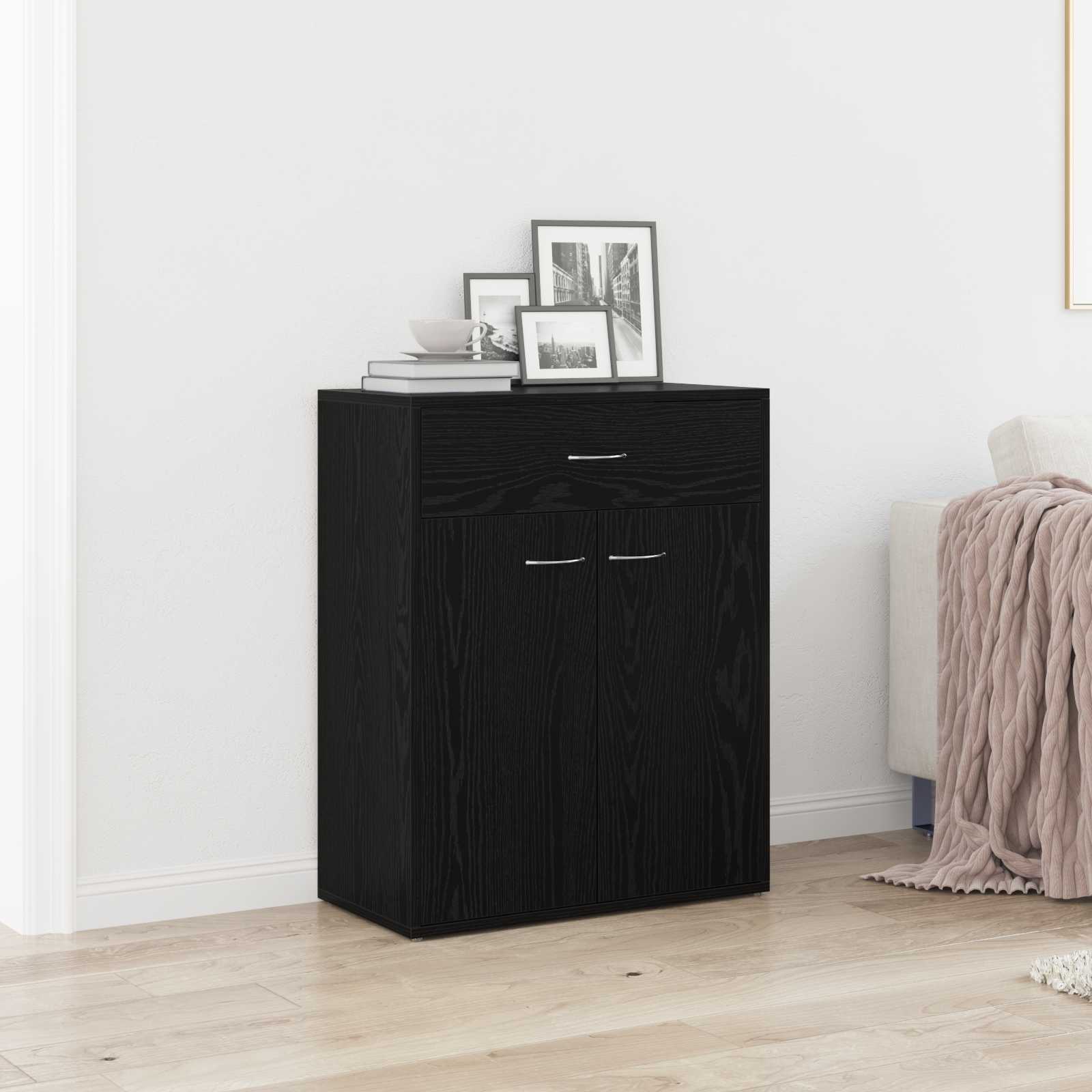 vidaXL Sideboard Black Oak 60 x 30 x 75 cm Engineered Wood 4
