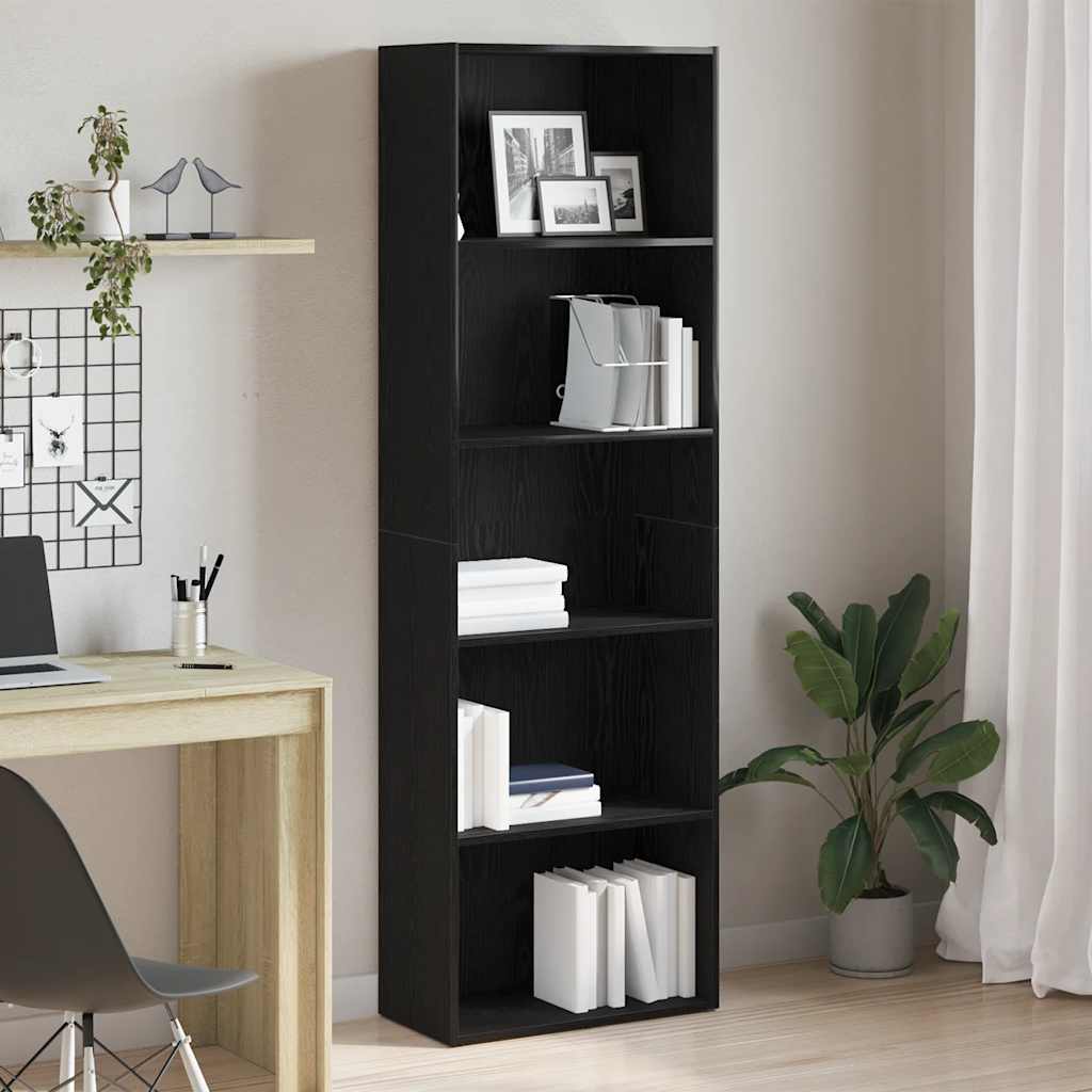 Bookcase 60x30x189 cm Engineered Wood Black oak