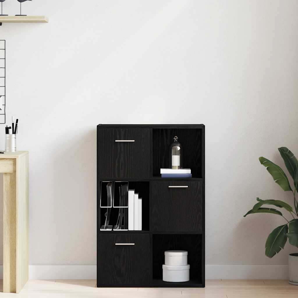 vidaXL Book Cabinet/Room Divider Black Oak 60.5x30x90cm Engineered Wood 3