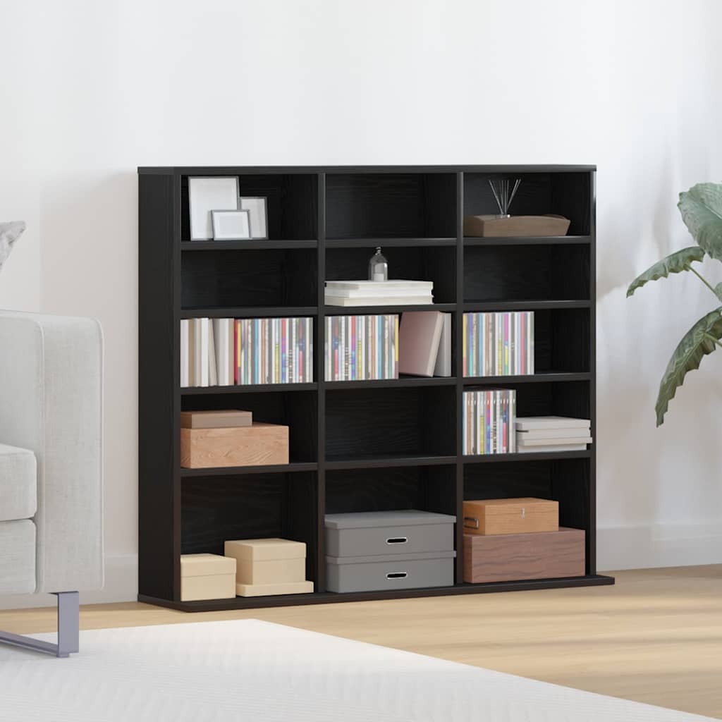 vidaXL CD Cabinet Black Oak 100x23x89,5 cm Engineered Wood 3