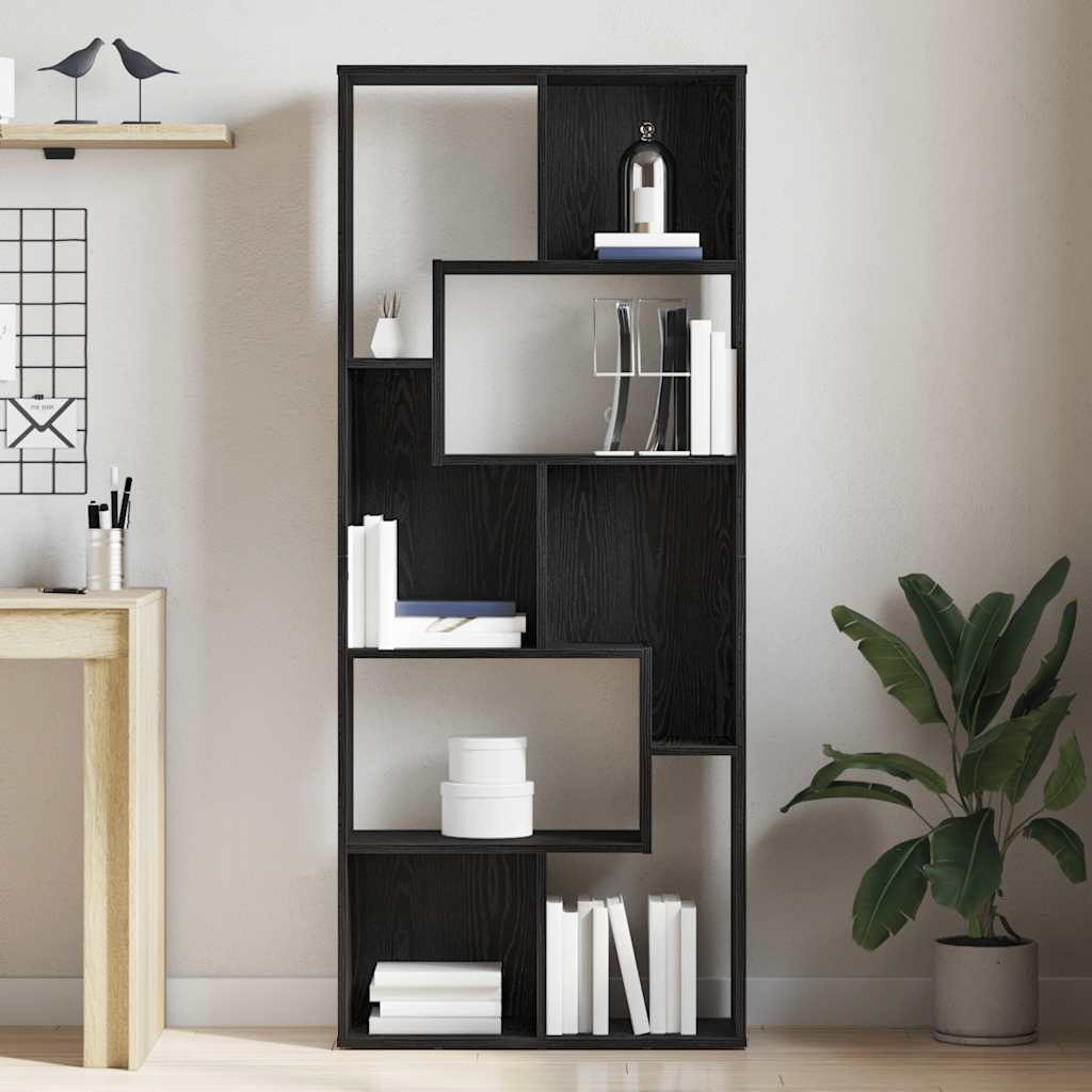 vidaXL Bookcase Black Oak 67x24x161 cm Engineered Wood 3