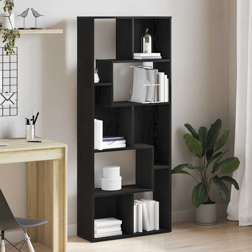 vidaXL Bookcase Black Oak 67x24x161 cm Engineered Wood 1