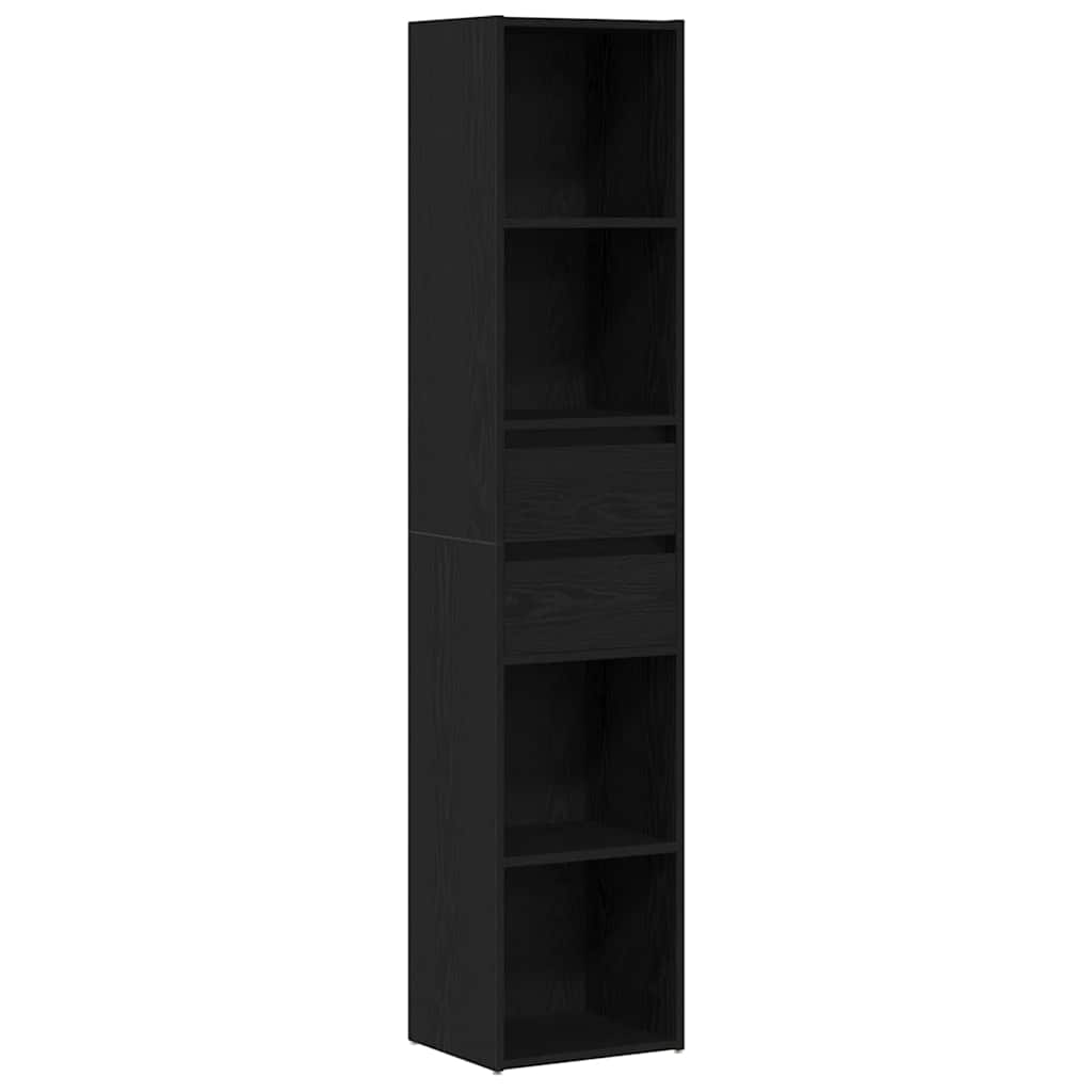 vidaXL Book Cabinet 4-Tier 36 x 30 x 171 cm Engineered Wood Black Oak 2