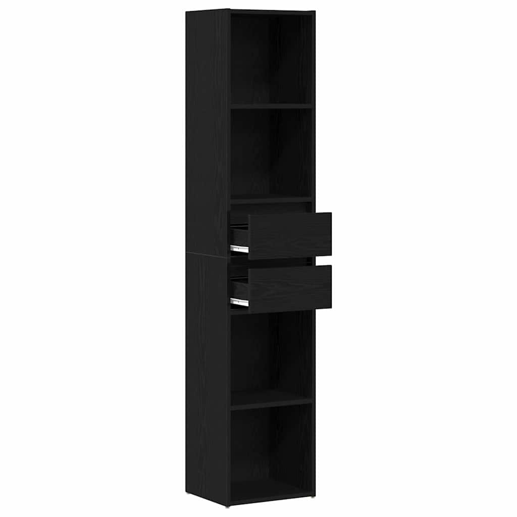vidaXL Book Cabinet 4-Tier 36 x 30 x 171 cm Engineered Wood Black Oak 5