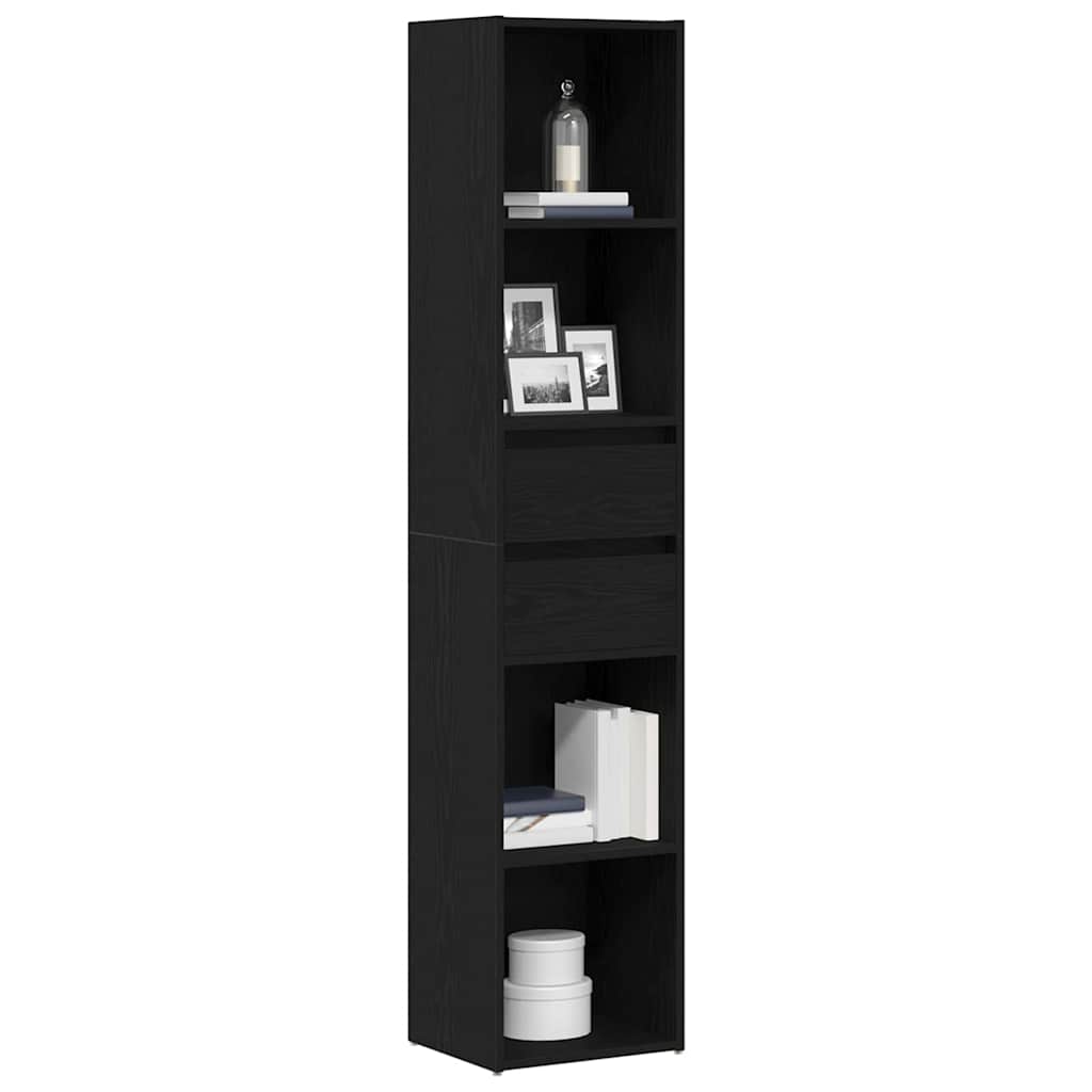 vidaXL Book Cabinet 4-Tier 36 x 30 x 171 cm Engineered Wood Black Oak 3