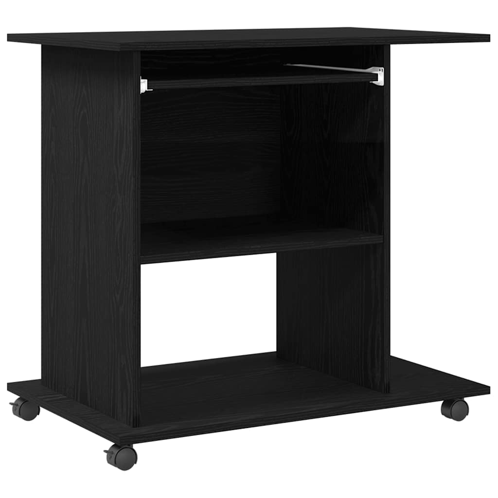 vidaXL Computer Desk Black Oak 80x50x75 cm Engineered Wood 2