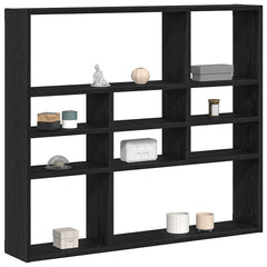 vidaXL Wall Shelf Black Oak 90x16x78 cm Engineered Wood 4