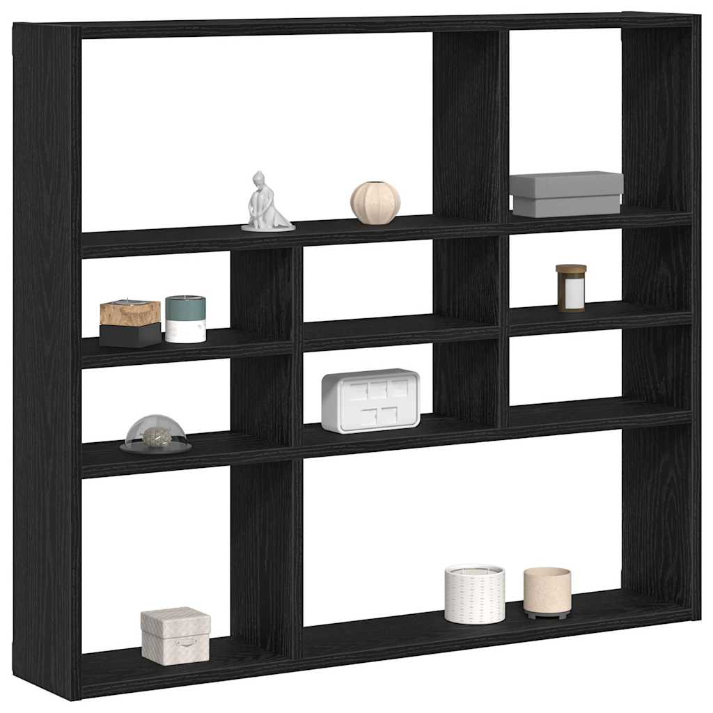 vidaXL Wall Shelf Black Oak 90x16x78 cm Engineered Wood 4