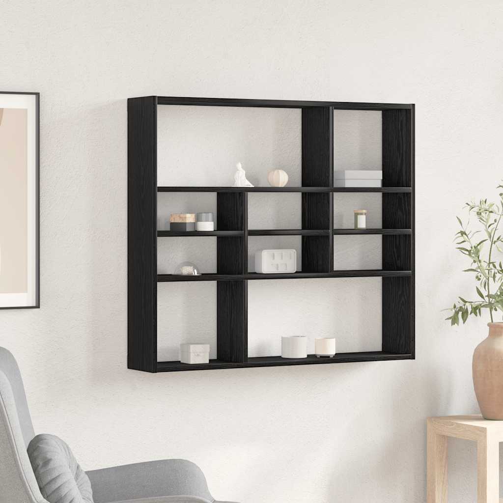 vidaXL Wall Shelf Black Oak 90x16x78 cm Engineered Wood 1