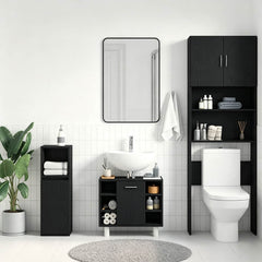 vidaXL Bathroom Cabinet Black Oak 60 x 32 x 54 cm Engineered Wood 4