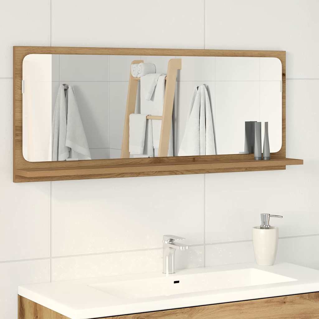 vidaXL Mirror Shelf Artisan oak 90 x 10.5 x 37 cm Engineered Wood 1