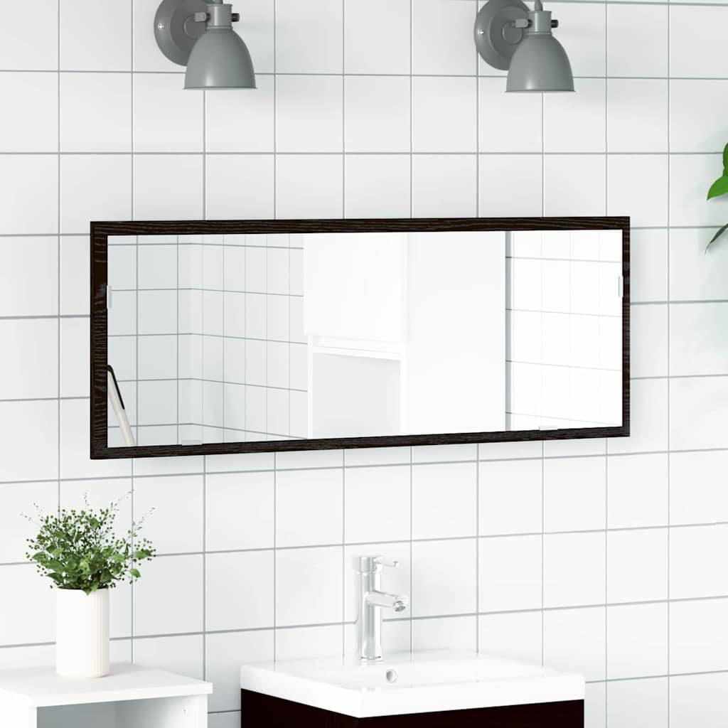 vidaXL LED Bathroom Mirror Black Oak 100 x 8.5 x 37 cm Glass 1