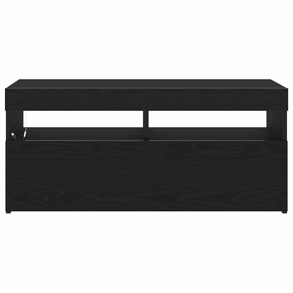 vidaXL TV Cabinet 90 x 35 x 40 cm Black Oak Engineered Wood 6