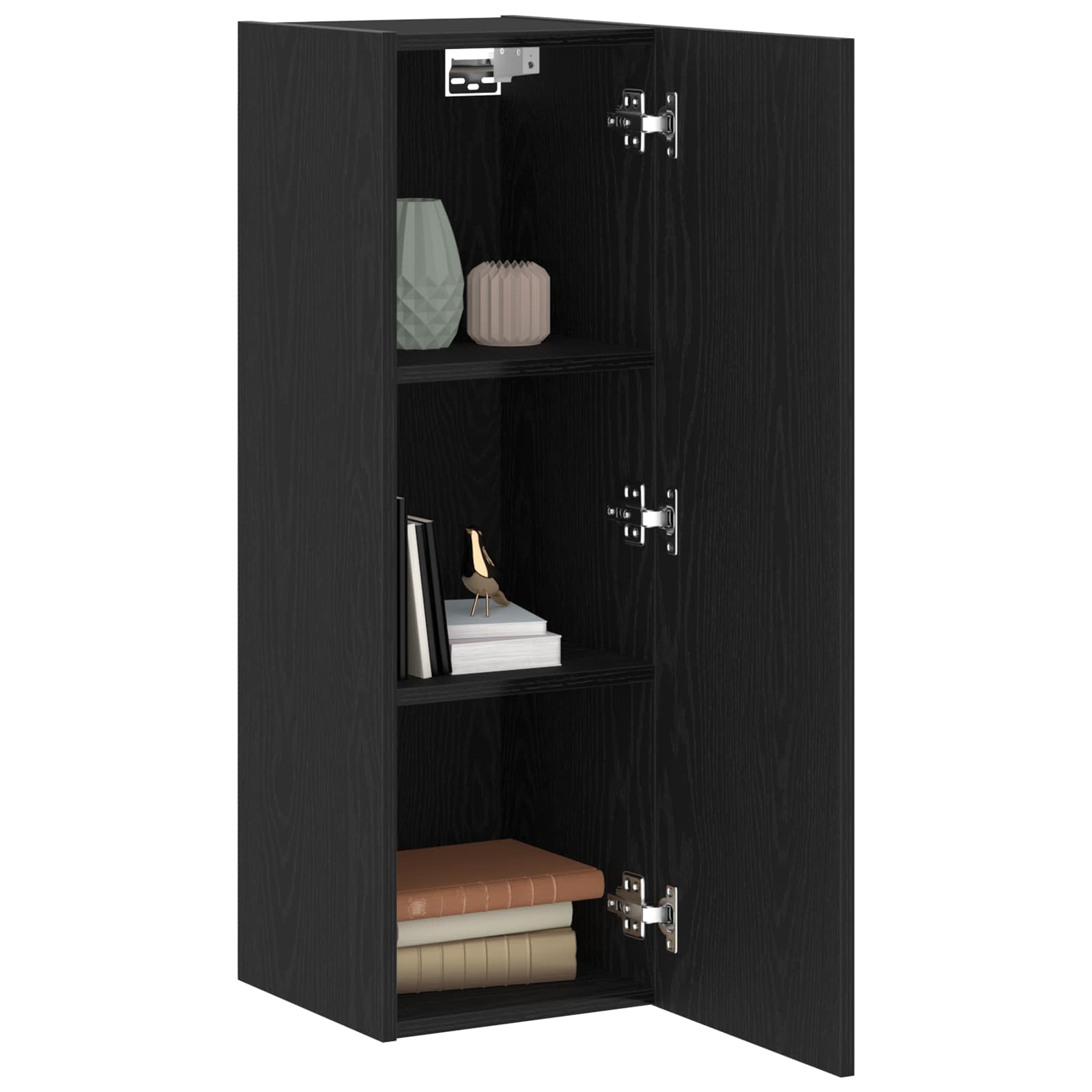 vidaXL Wall TV Cabinet 30.5 x 30 x 90 cm Black Oak Engineered Wood 3