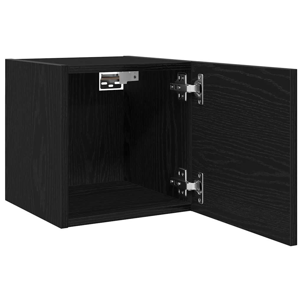 vidaXL Wall Mounted TV Cabinet 2 pcs Black Oak Engineered Wood 2