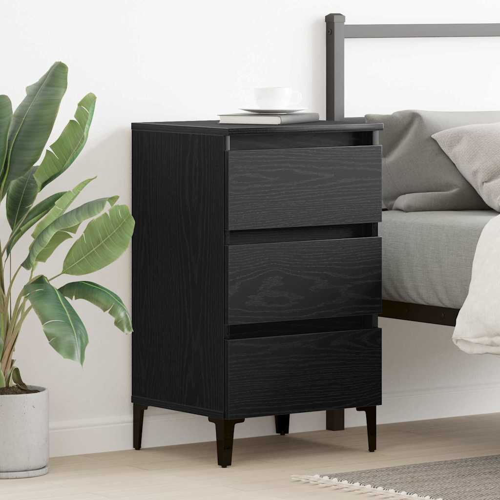 Bed Cabinet with Metal Legs 40x35x69 cm Black oak