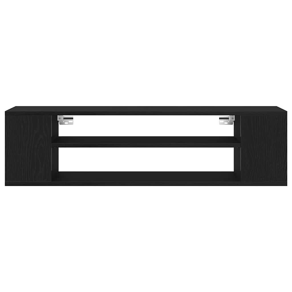 vidaXL TV Cabinet 100 x 30 x 26.5 cm Black Oak Engineered Wood 6