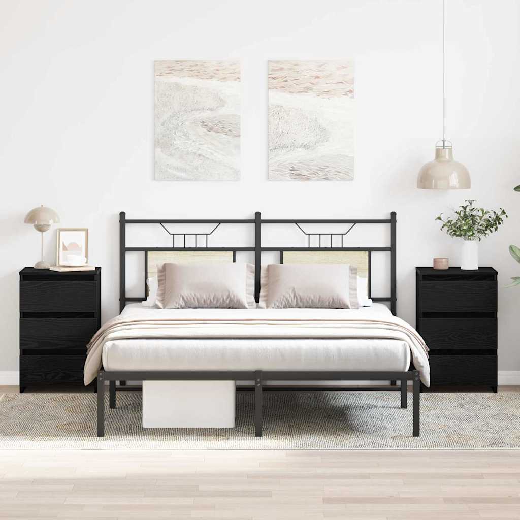 vidaXL Bedside Cabinet 2 pcs Black Oak 40 x 35 x 62.5 cm 1
