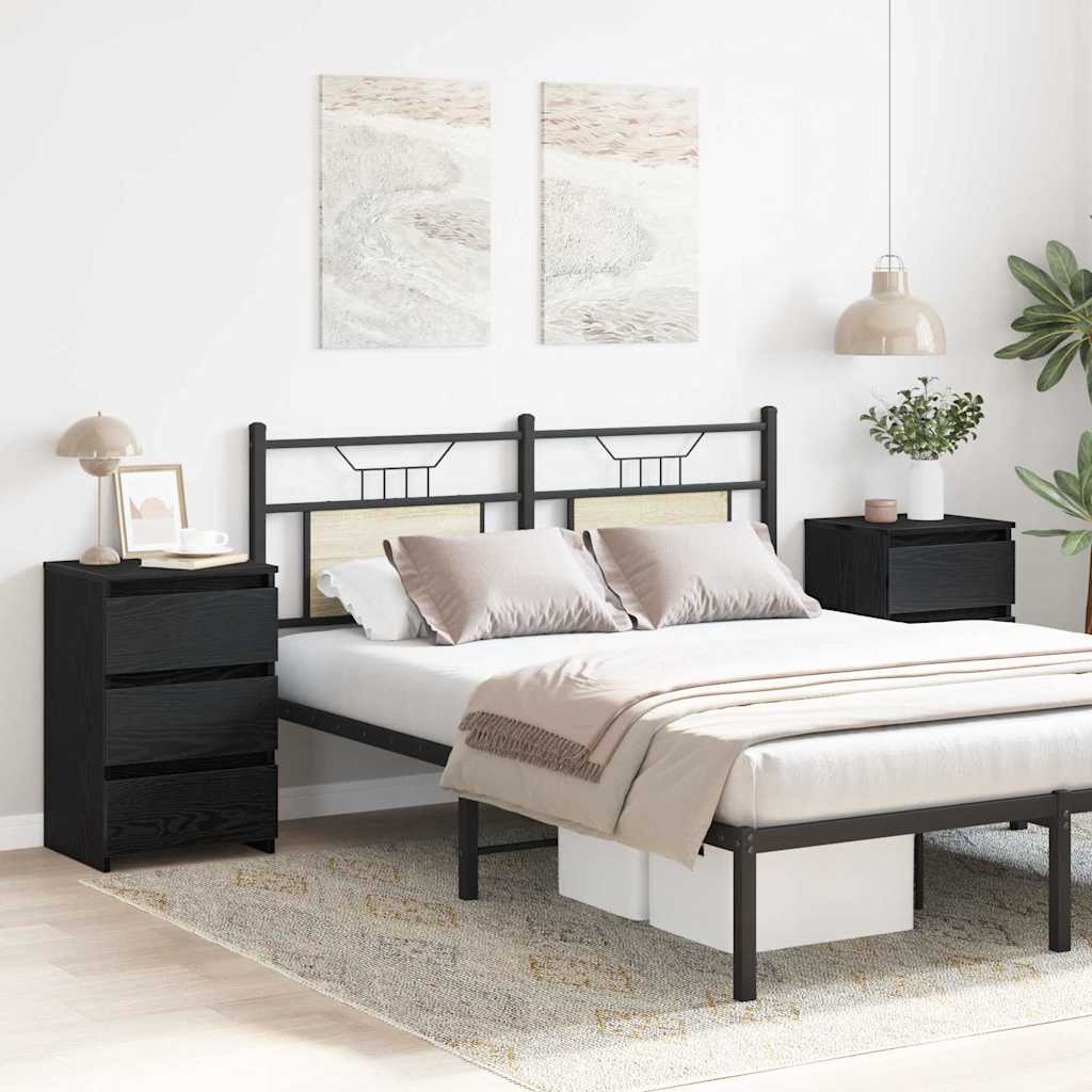 vidaXL Bedside Cabinet 2 pcs Black Oak 40 x 35 x 62.5 cm 4