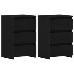 vidaXL Bedside Cabinet 2 pcs Black Oak 40 x 35 x 62.5 cm 2