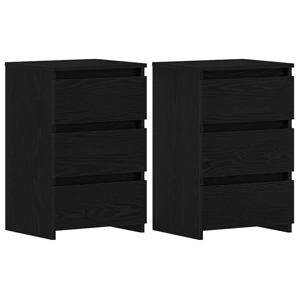 vidaXL Bedside Cabinet 2 pcs Black Oak 40 x 35 x 62.5 cm 2