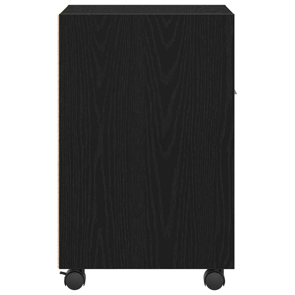 vidaXL Wheeled Side Cabinet 33 x 38 x 60 cm Engineered Wood Black Oak 6