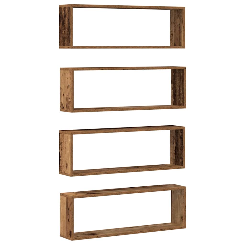 vidaXL Wall Shelves 4 pcs Old Wood 80 x 15 x 26 cm Engineered Wood 6