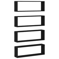 vidaXL Wall Shelves 4 pcs Black Oak 80 x 15 x 26 cm Engineered Wood 6