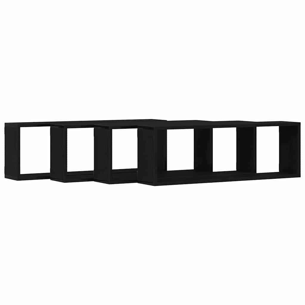 vidaXL Wall Shelves 4 pcs Black Oak 80 x 15 x 26 cm Engineered Wood 5