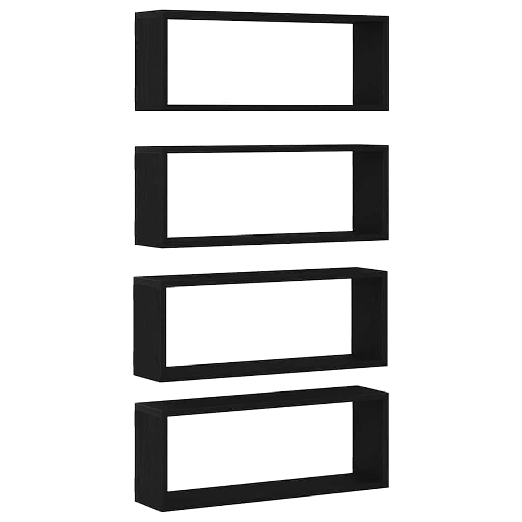 vidaXL Wall Shelves 4 pcs Black Oak 60 x 15 x 23 cm Engineered Wood 2