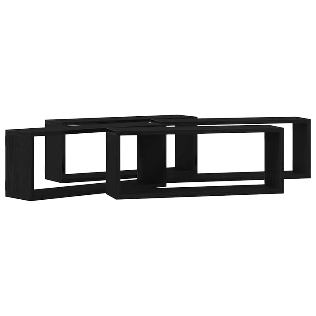 vidaXL Wall Shelves 4 pcs Black Oak 60 x 15 x 23 cm Engineered Wood 6