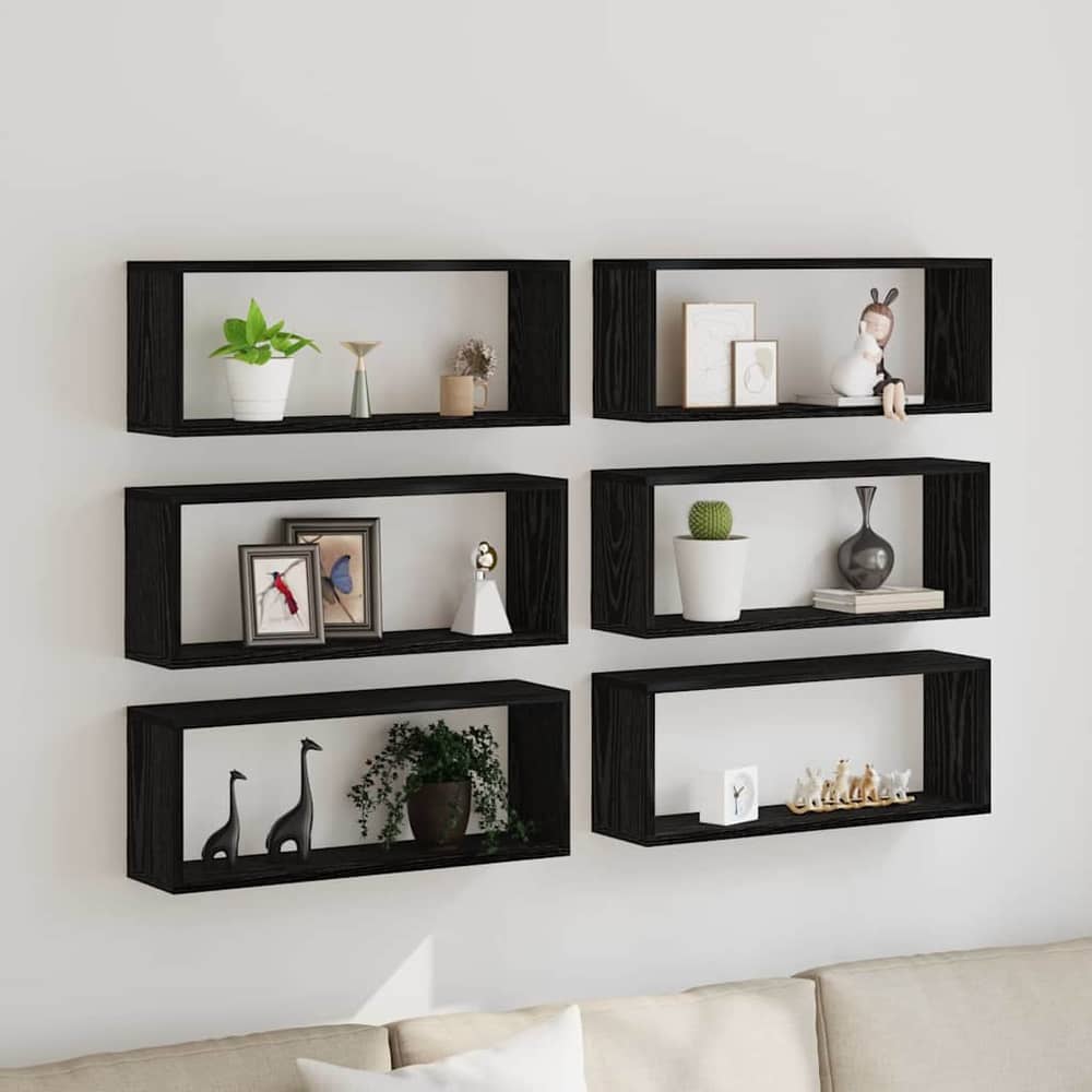 Wall Cube Shelves 60x15x23 cm Engineered Wood 6 pcs Black oak