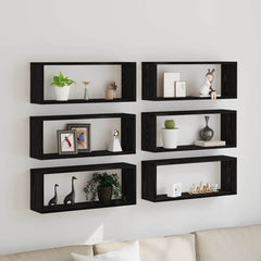 Wall Cube Shelves 60x15x23 cm Engineered Wood 6 pcs Black oak