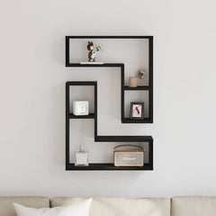 vidaXL Wall Shelf 2 pcs Black Oak 50 x 15 x 85 cm Engineered Wood 4