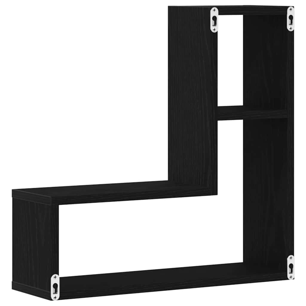 vidaXL Wall Shelf 2 pcs Black Oak 50 x 15 x 85 cm Engineered Wood 5