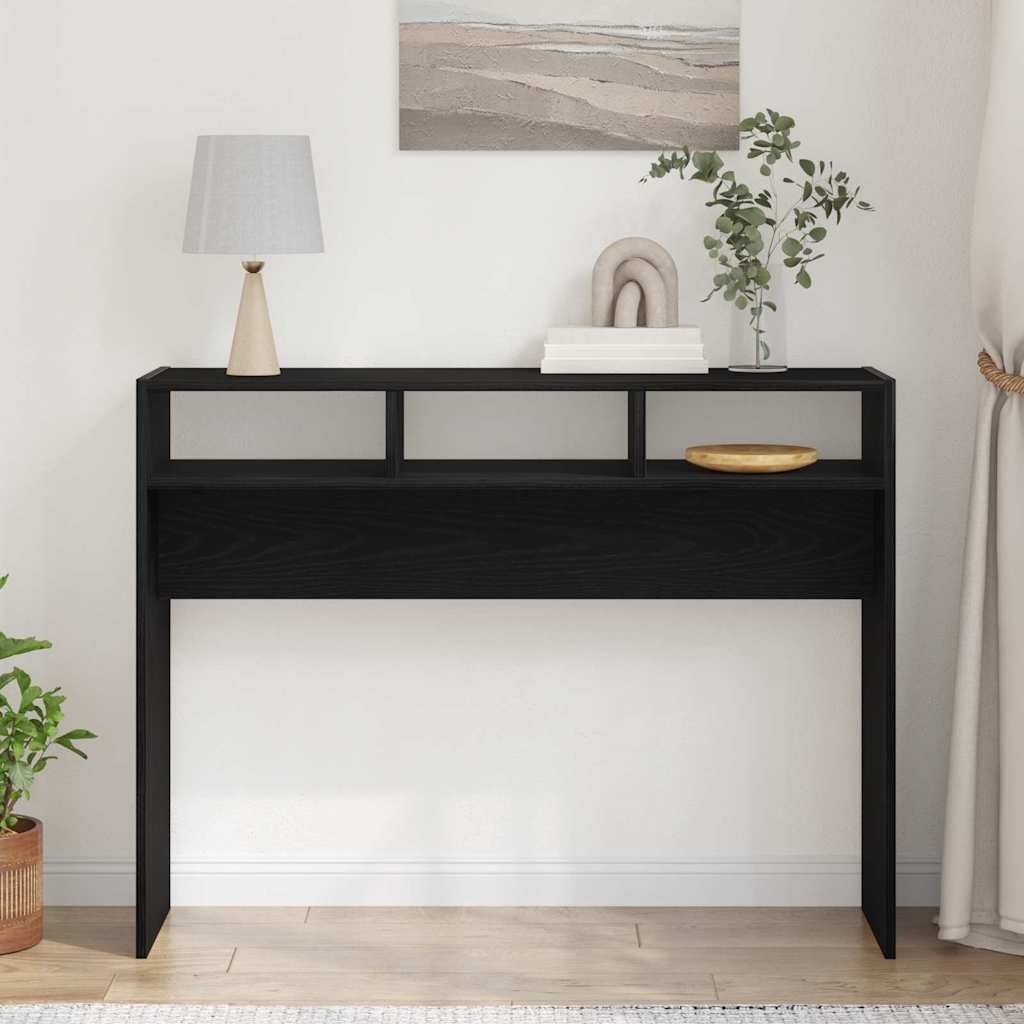 vidaXL Console Table Black Oak 105 x 30 x 80 cm Engineered Wood 4