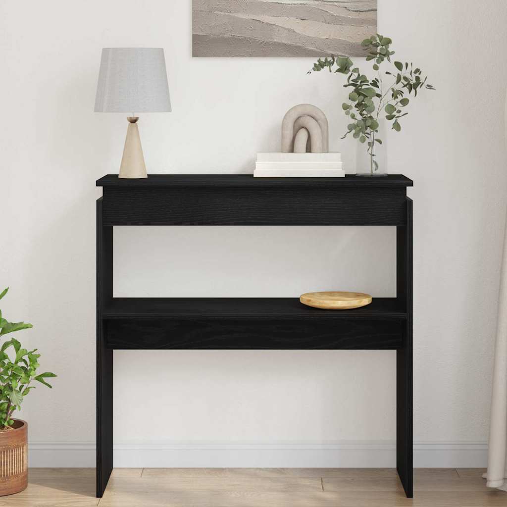 vidaXL Console Table Black Oak 80 x 30 x 80 cm Engineered Wood 4