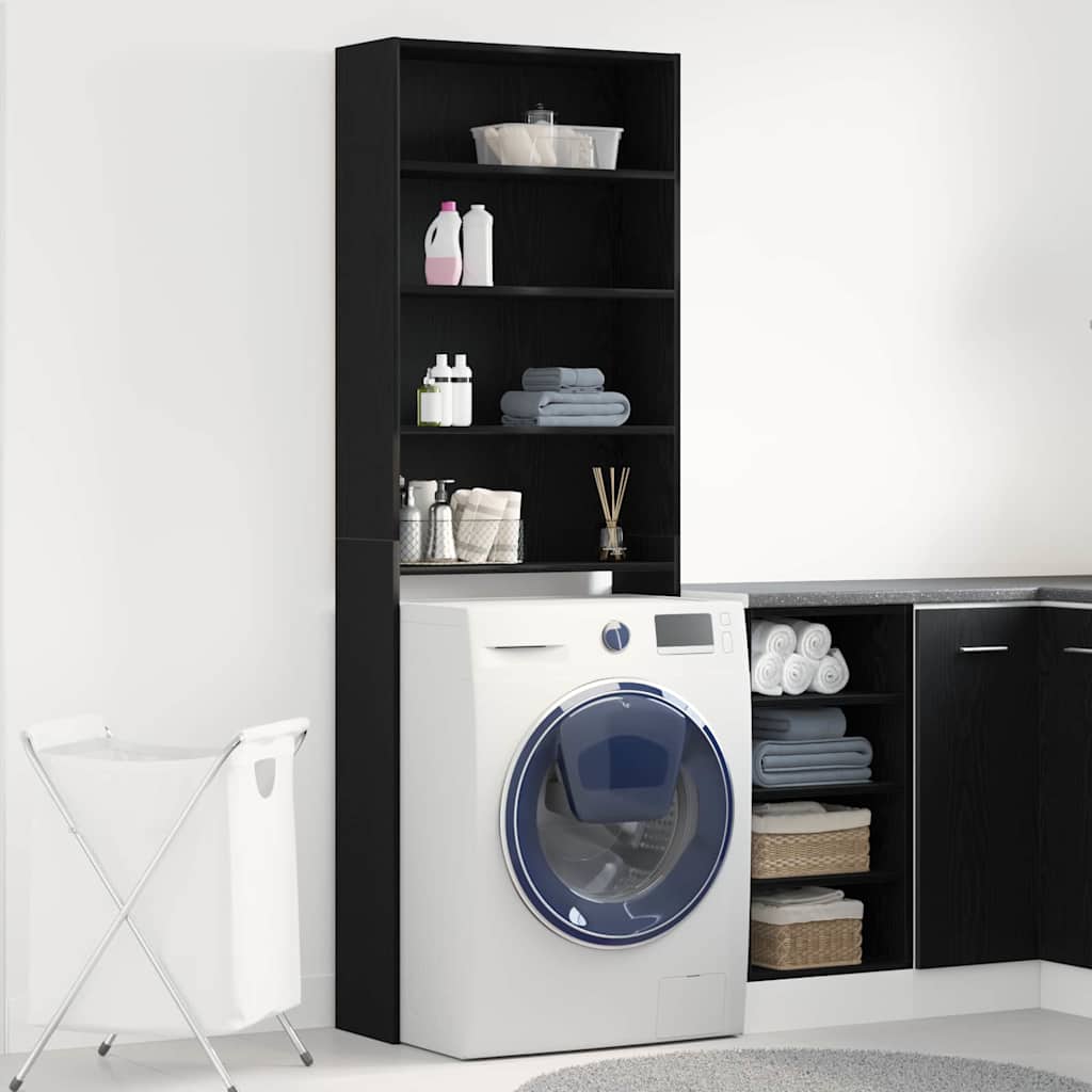 vidaXL Washing Machine Cabinet Black Oak 64 x 24 x 190 cm 1