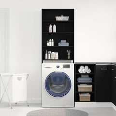 vidaXL Washing Machine Cabinet Black Oak 64 x 24 x 190 cm 4