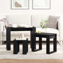 vidaXL Nesting Tables 3 pcs Black Oak 61 x 28 x 47 cm Engineered Wood 4