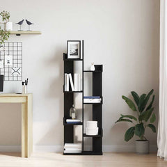 vidaXL Bookcase 8-Tier 48 x 25.5 x 140 cm Engineered Wood Black Oak 4