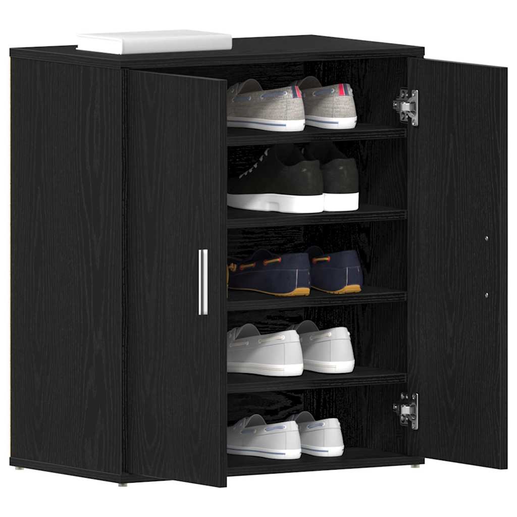 vidaXL Shoe Cabinet 60 x 35 x 70 cm Engineered Wood Black Oak 3