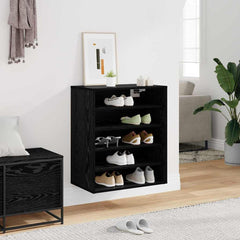 vidaXL Shoe Cabinet 60 x 35 x 70 cm Engineered Wood Black Oak 4