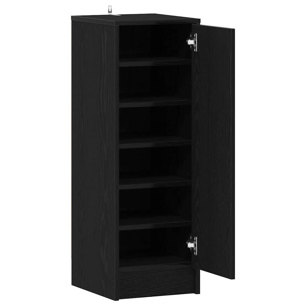 vidaXL Shoe Cabinet 32 x 35 x 92 cm Engineered Wood Black Oak 4