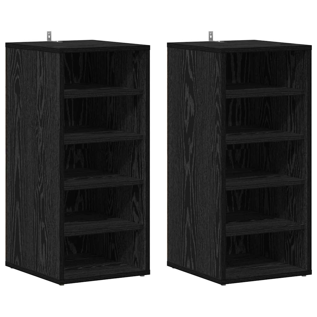 vidaXL Shoe Cabinet 2 pcs 32 x 35 x 70 cm Engineered Wood Black Oak 2