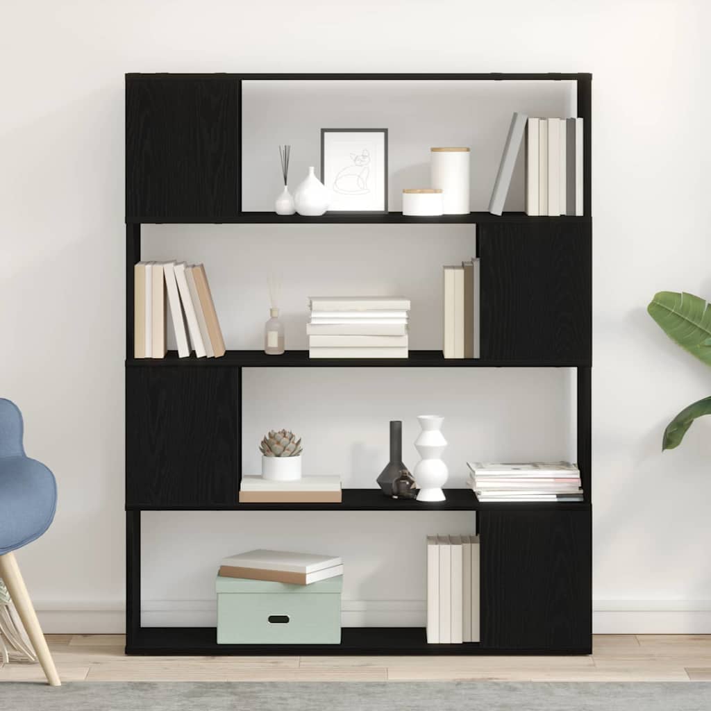 Book Cabinet Room Divider 100x24x124 cm Width 100 cm Height 124 cm Black oak