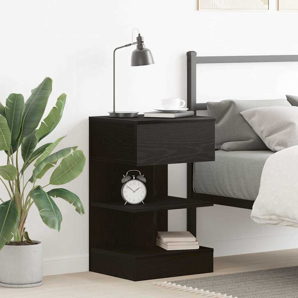 vidaXL Bedside Cabinet Black Oak 40 x 35 x 65 cm Engineered Wood 1
