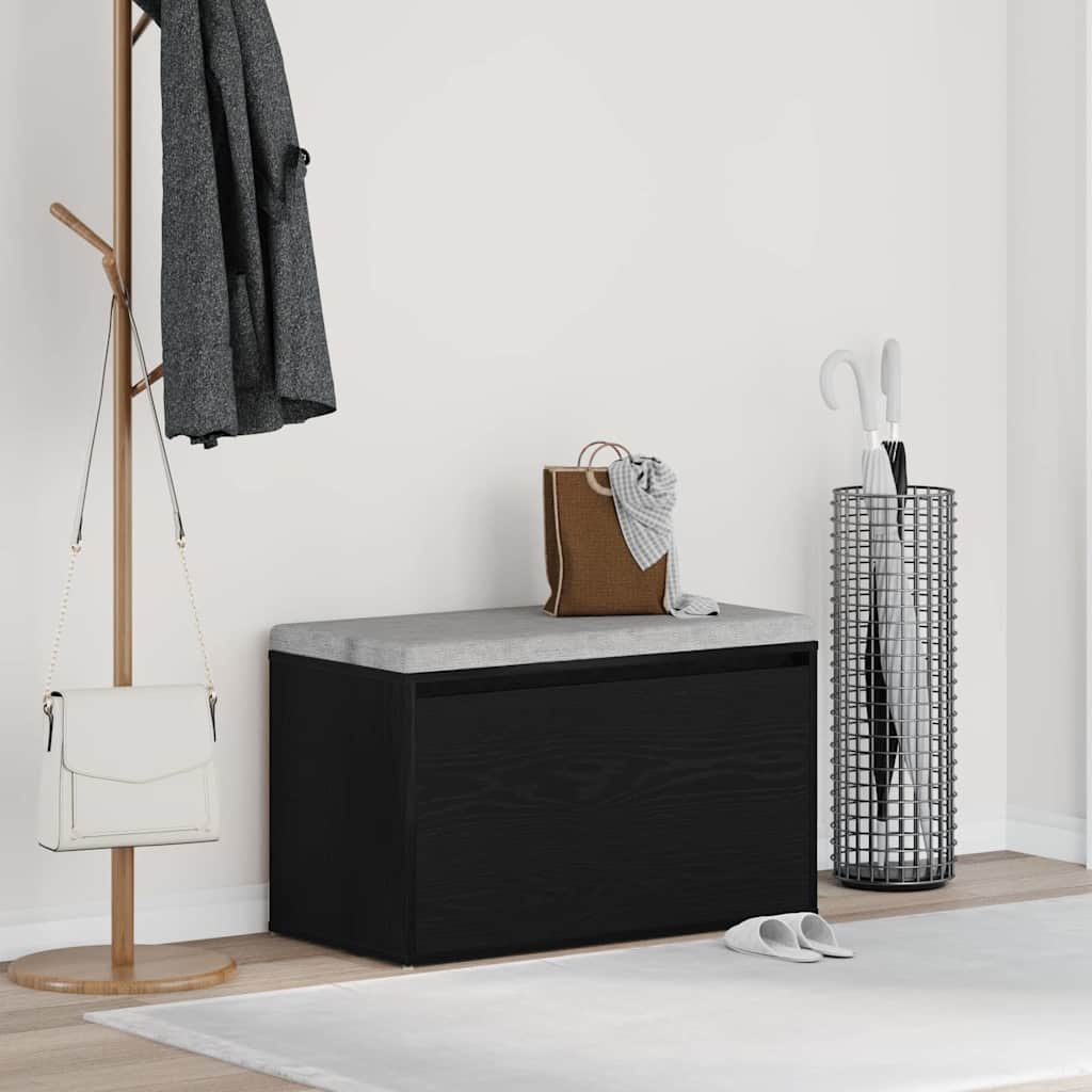 vidaXL Hall Bench Black Oak 80 x 40 x 45 cm Engineered Wood 1
